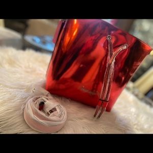 Sassy Jones metallic red leather Emma Bucket Bag
